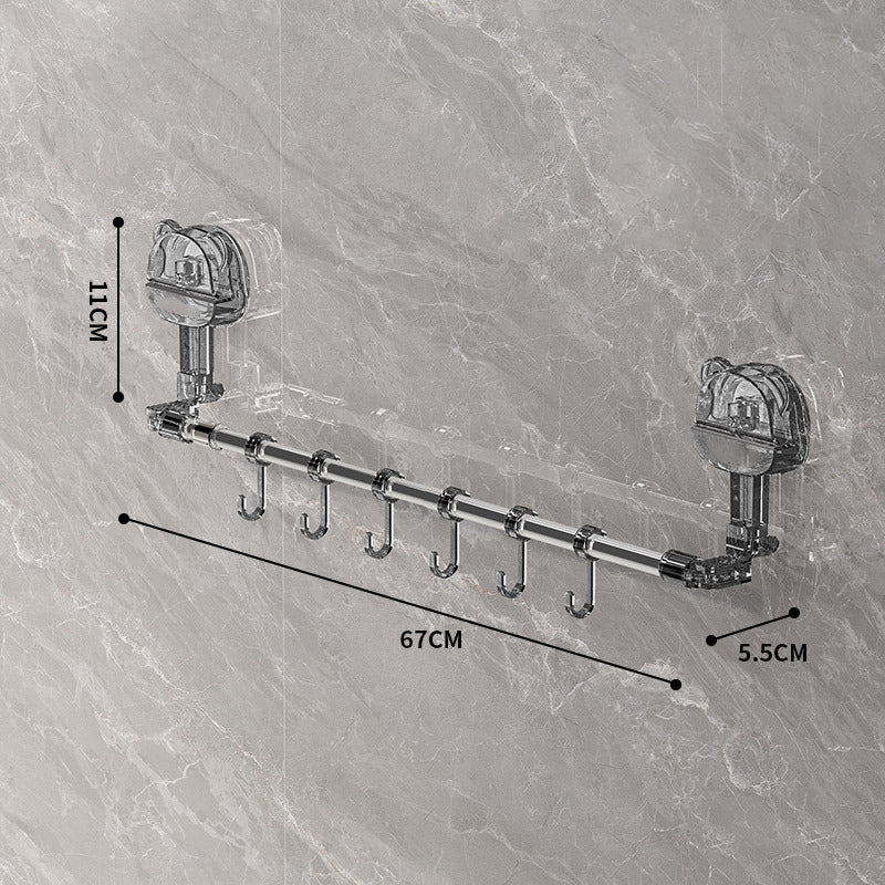 Telescopic suction cup towel rack without punching