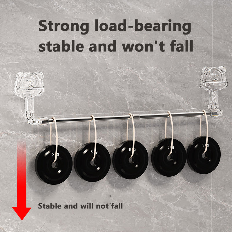 Telescopic suction cup towel rack without punching