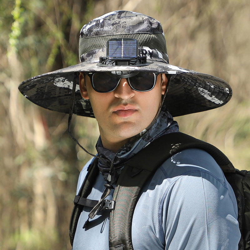 🔥Outdoor Wide Brim Sun Hat With Solar Fan