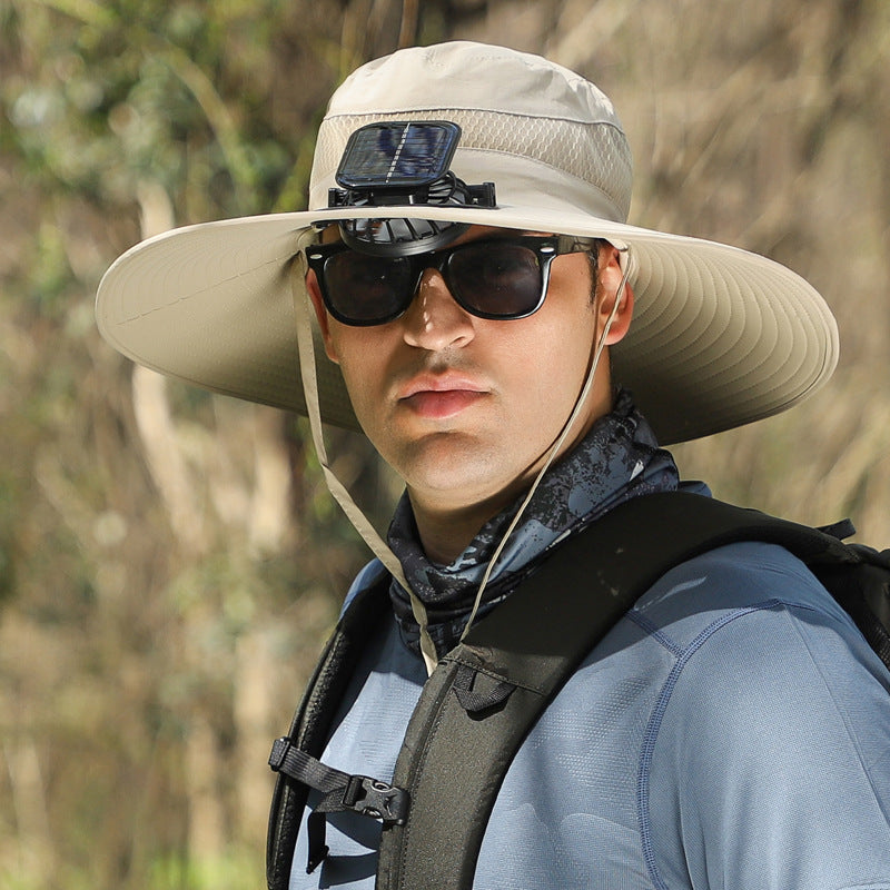 🔥Outdoor Wide Brim Sun Hat With Solar Fan
