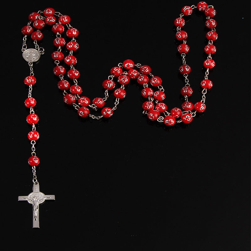 Crucifixion Bead Necklace 8mm