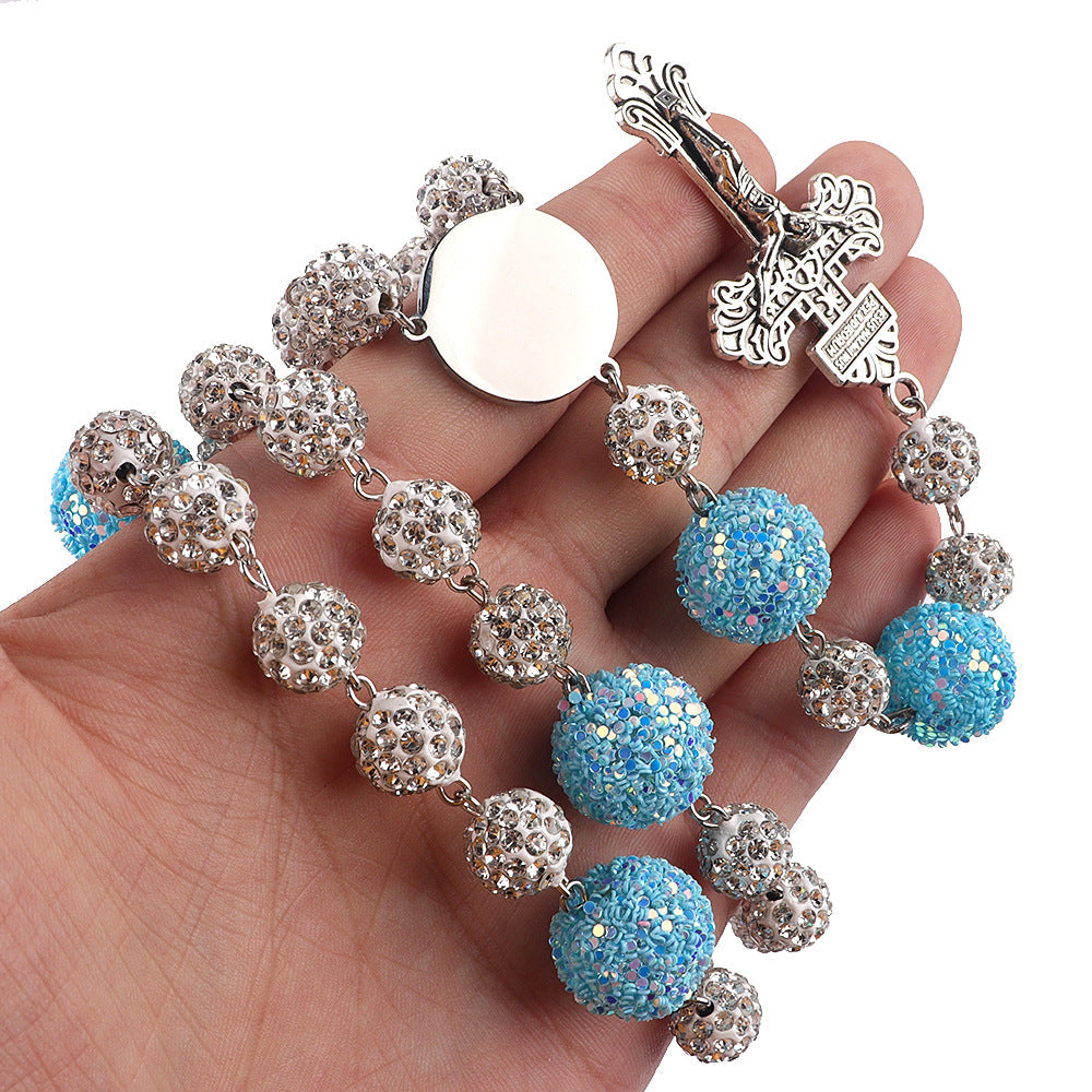 Long Necklace with Diamonds Ball Chain