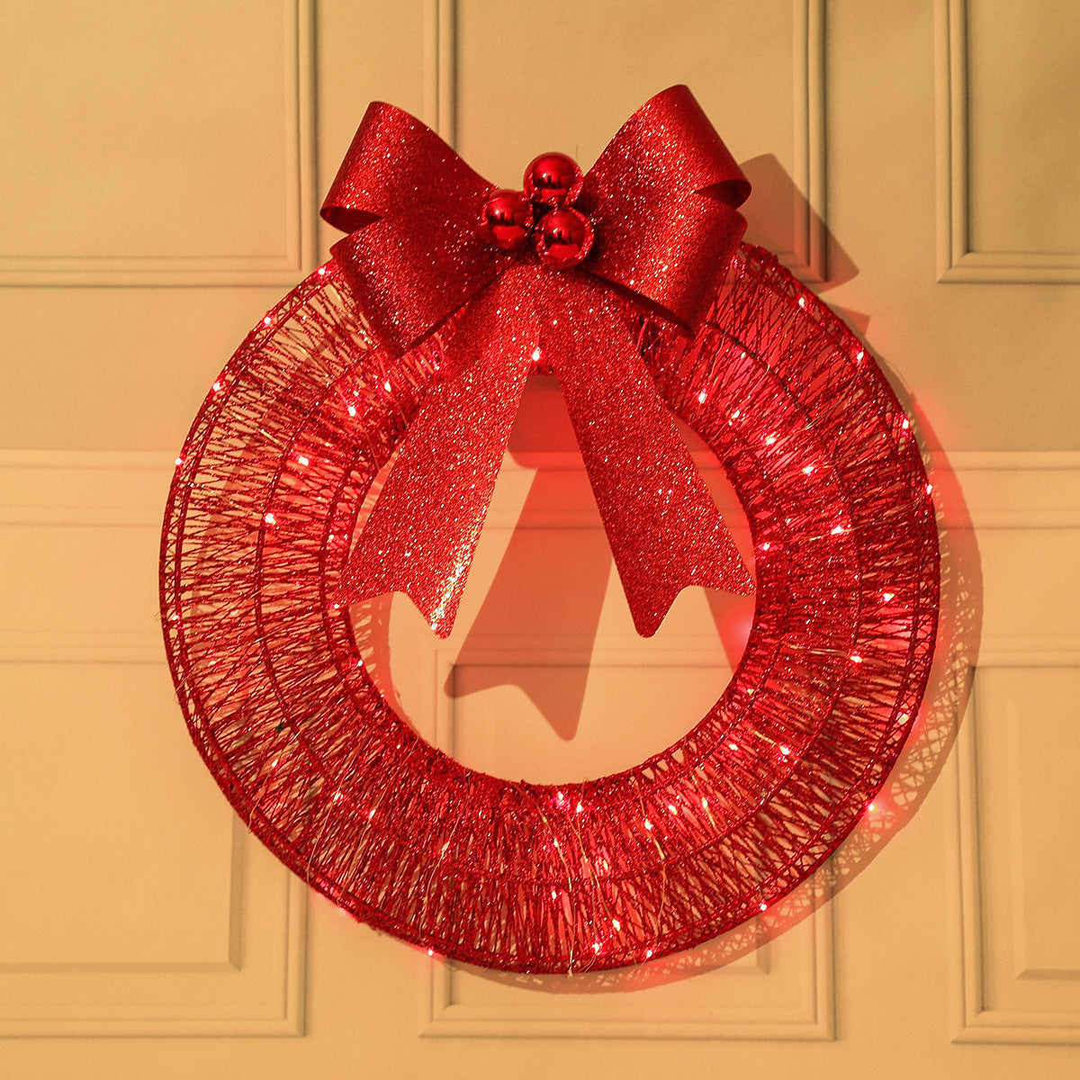 Christmas Wreath Metal Glow Bow