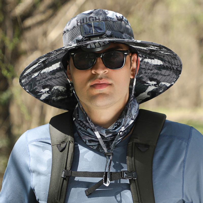 🔥Outdoor Wide Brim Sun Hat With Solar Fan
