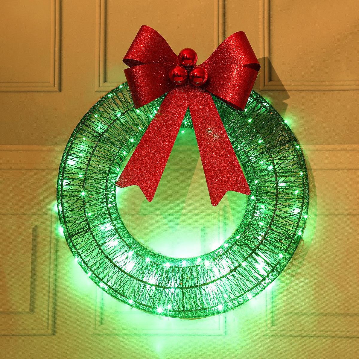 Christmas Wreath Metal Glow Bow