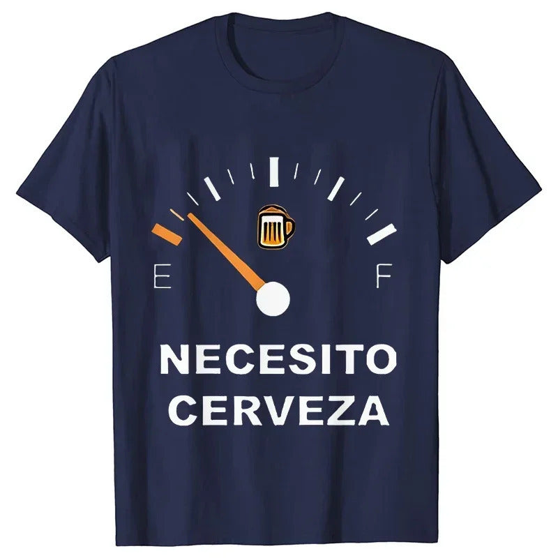 Men's Crew-Neck T-Shirt with Letter Pattern
