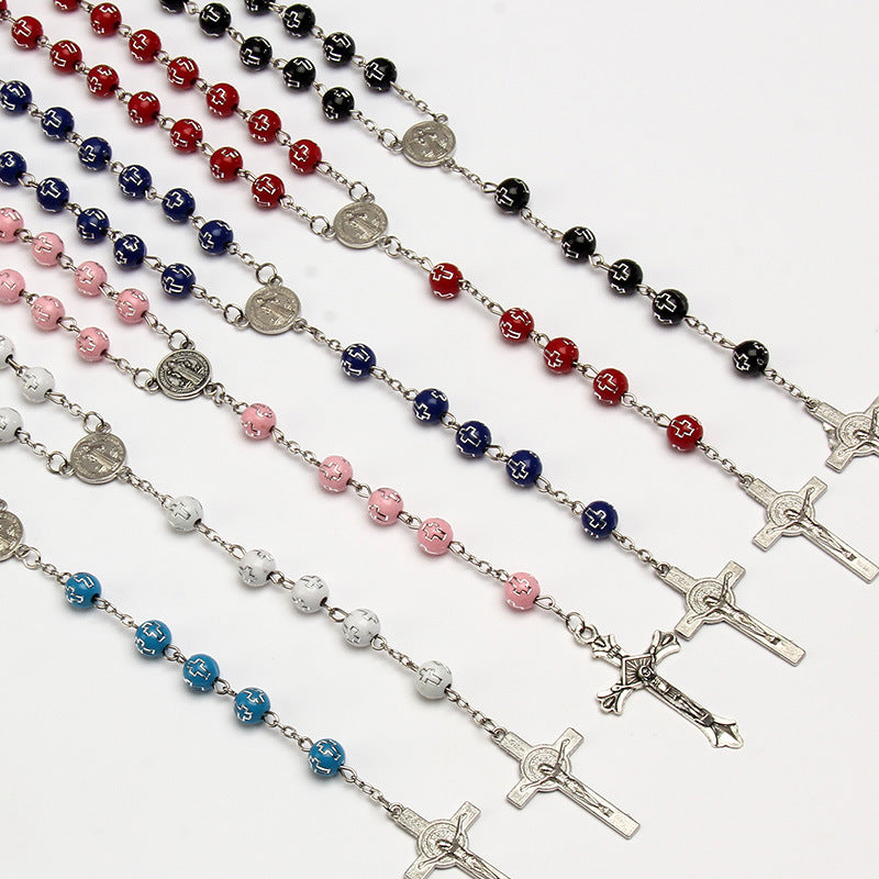 Crucifixion Bead Necklace 8mm