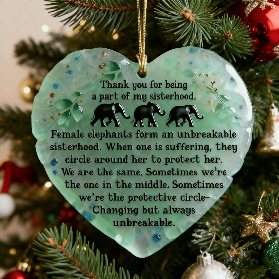 Heartfelt Elephant Sisterhood Keepsake - Heart Ornament