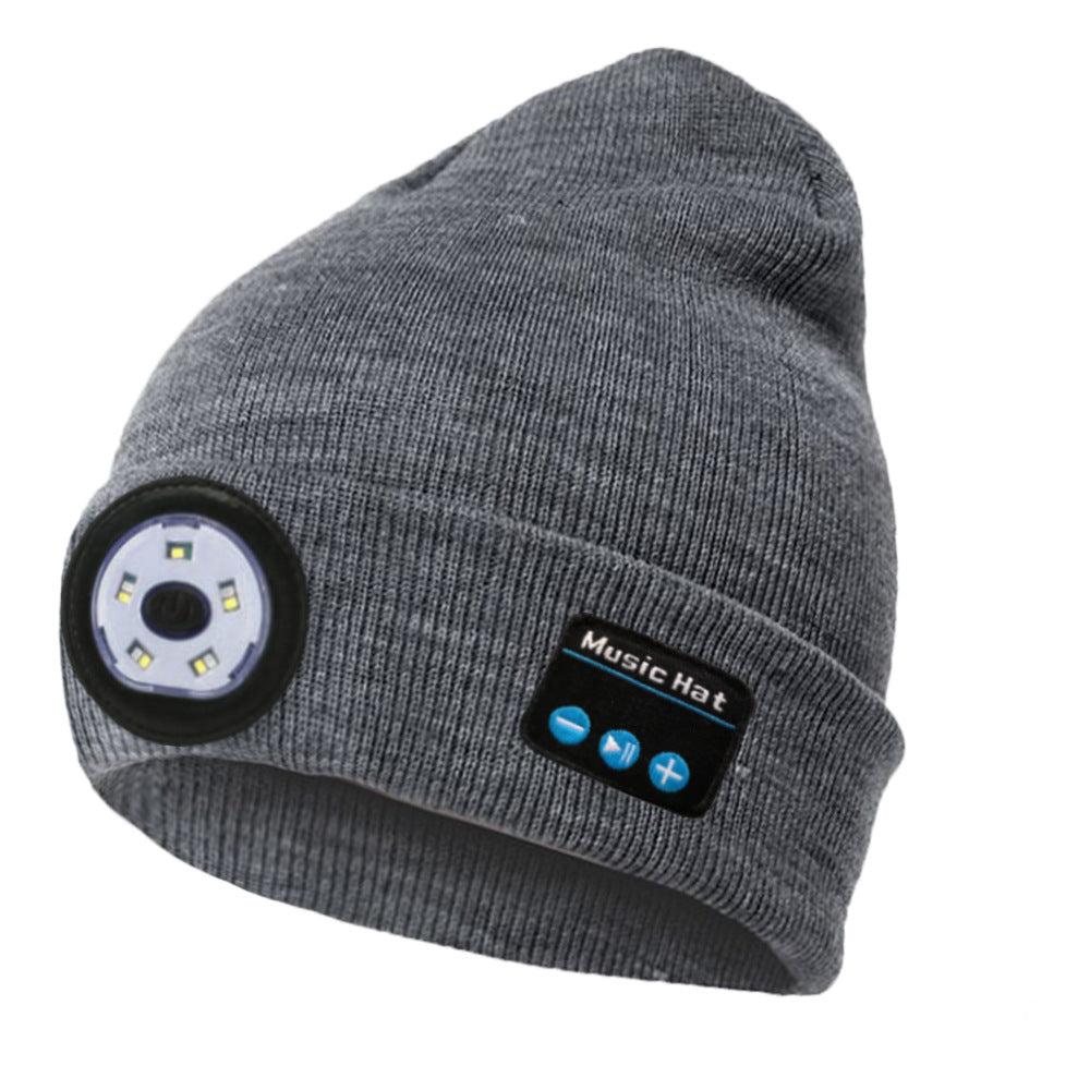 Knitted hat outdoor LED lighting bluetooth music
