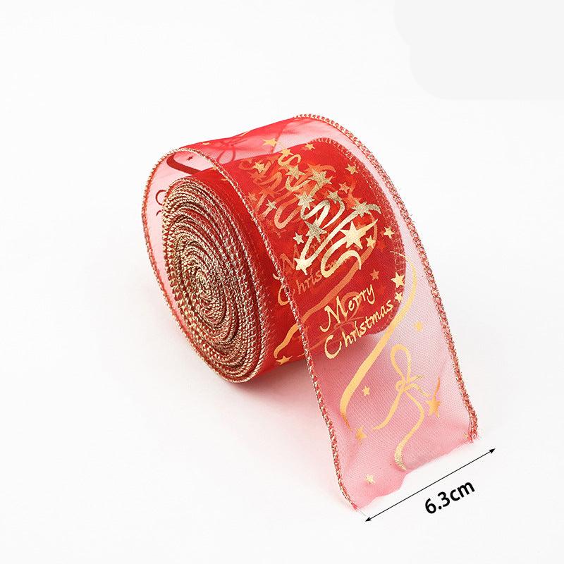【2 meters long】Christmas ribbon flocking decoration