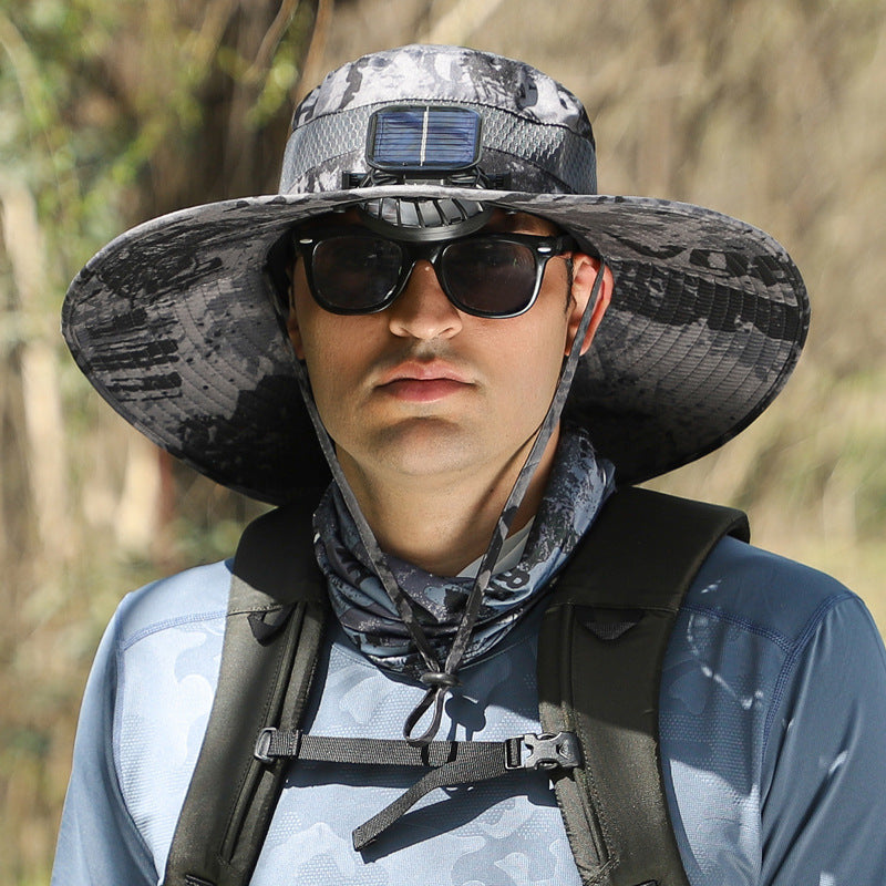 🔥Outdoor Wide Brim Sun Hat With Solar Fan