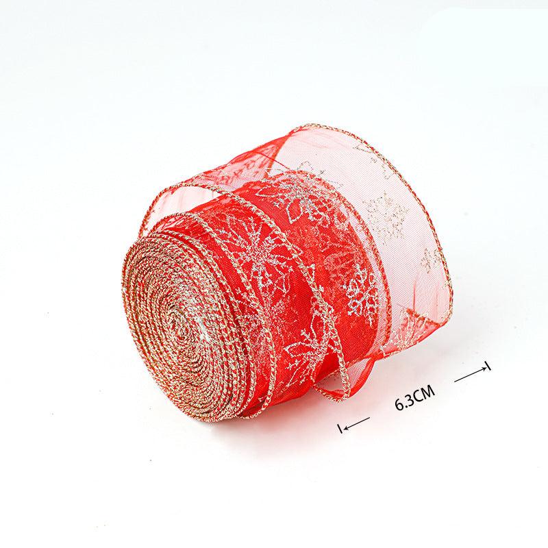 【2 meters long】Christmas ribbon flocking decoration