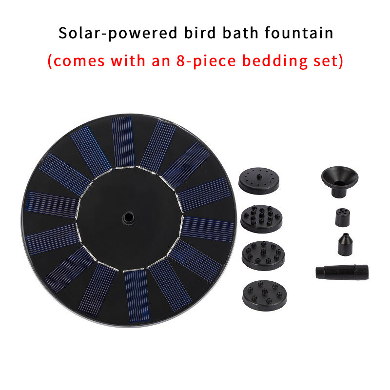 Solar-powered bird bath fountain