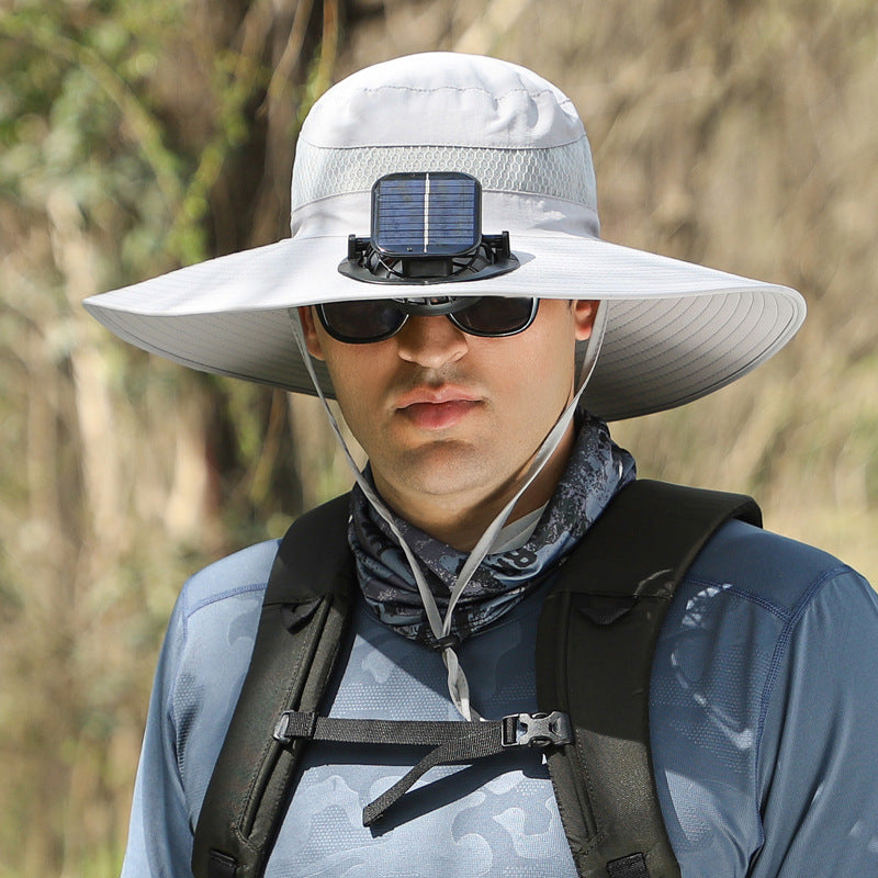 🔥Outdoor Wide Brim Sun Hat With Solar Fan