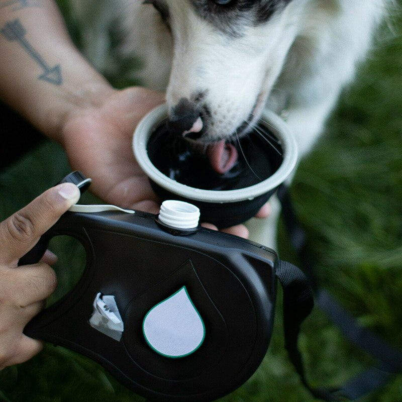 Multifunction Pet Dog Leash with Built-in Water Bottle Bowl Waste Bag Dispenser