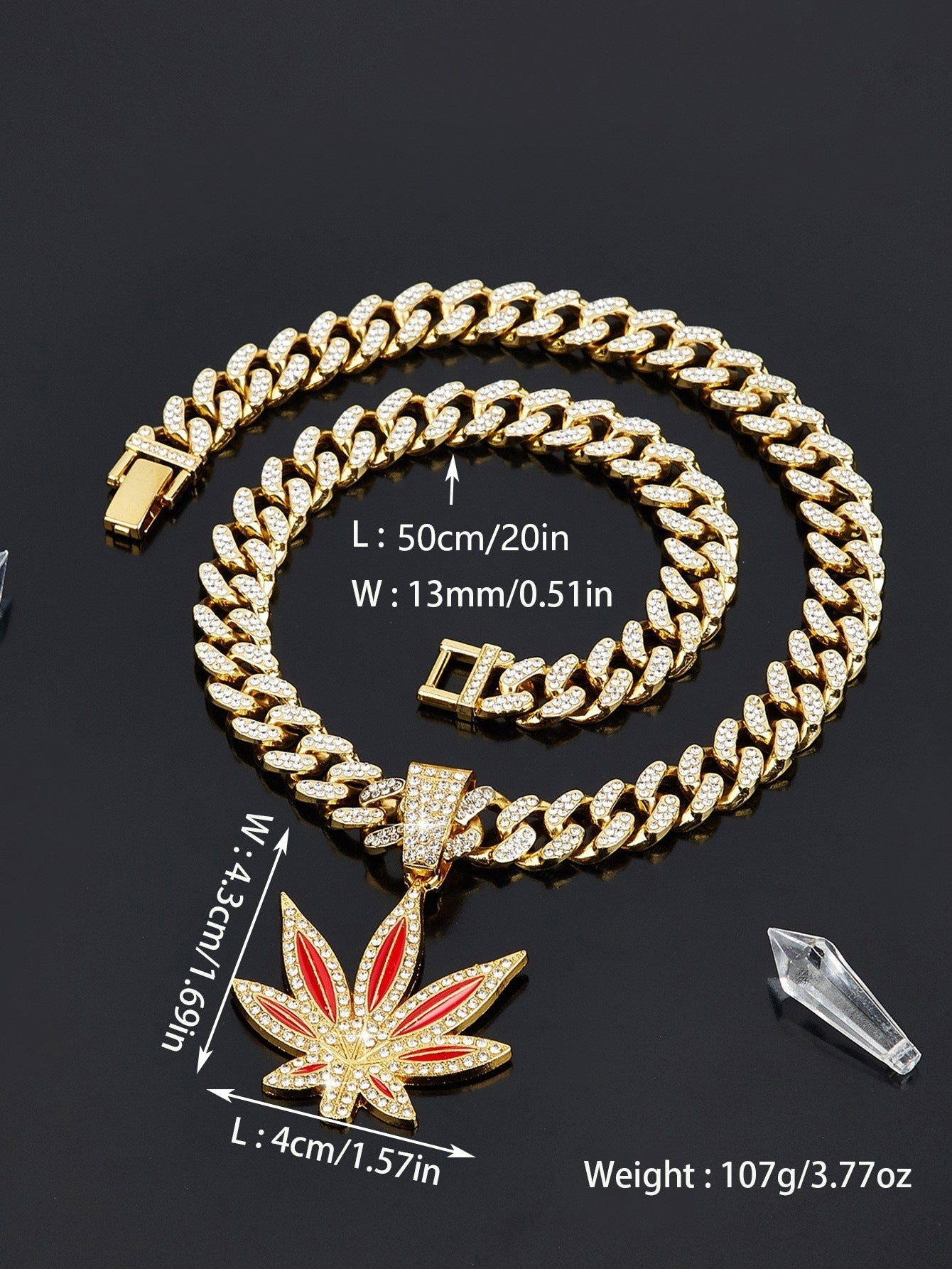 Fashionable Diamond-Studded Maple Leaf Necklace