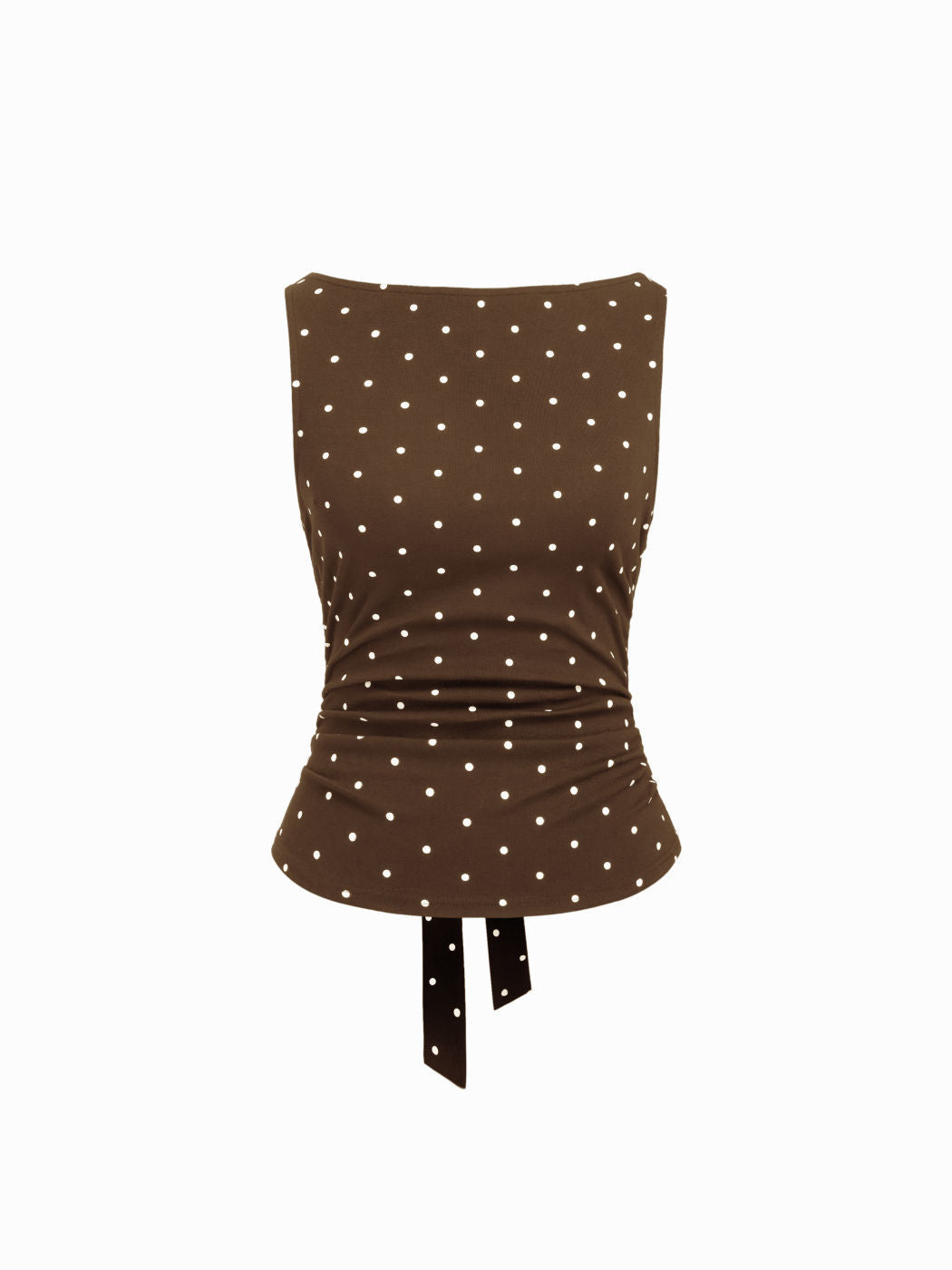 Summer Polka-Dot Backless Sleeveless Top with Tie Straps