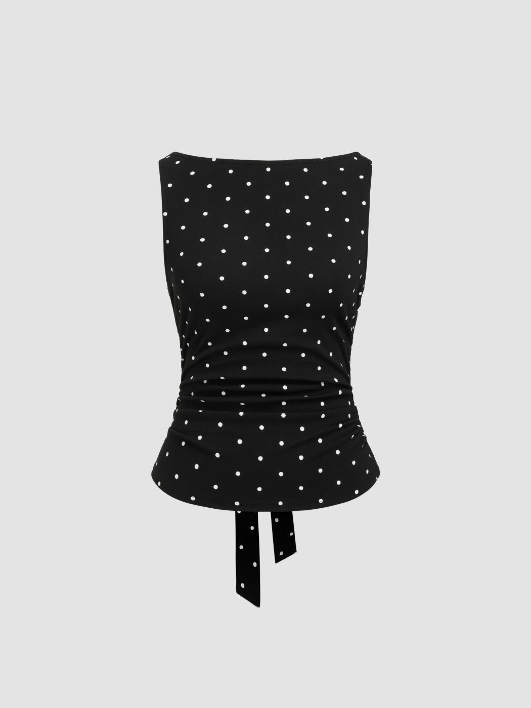 Summer Polka-Dot Backless Sleeveless Top with Tie Straps