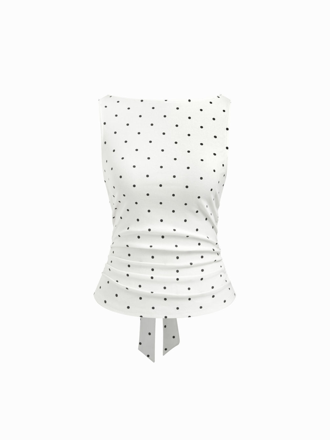 Summer Polka-Dot Backless Sleeveless Top with Tie Straps