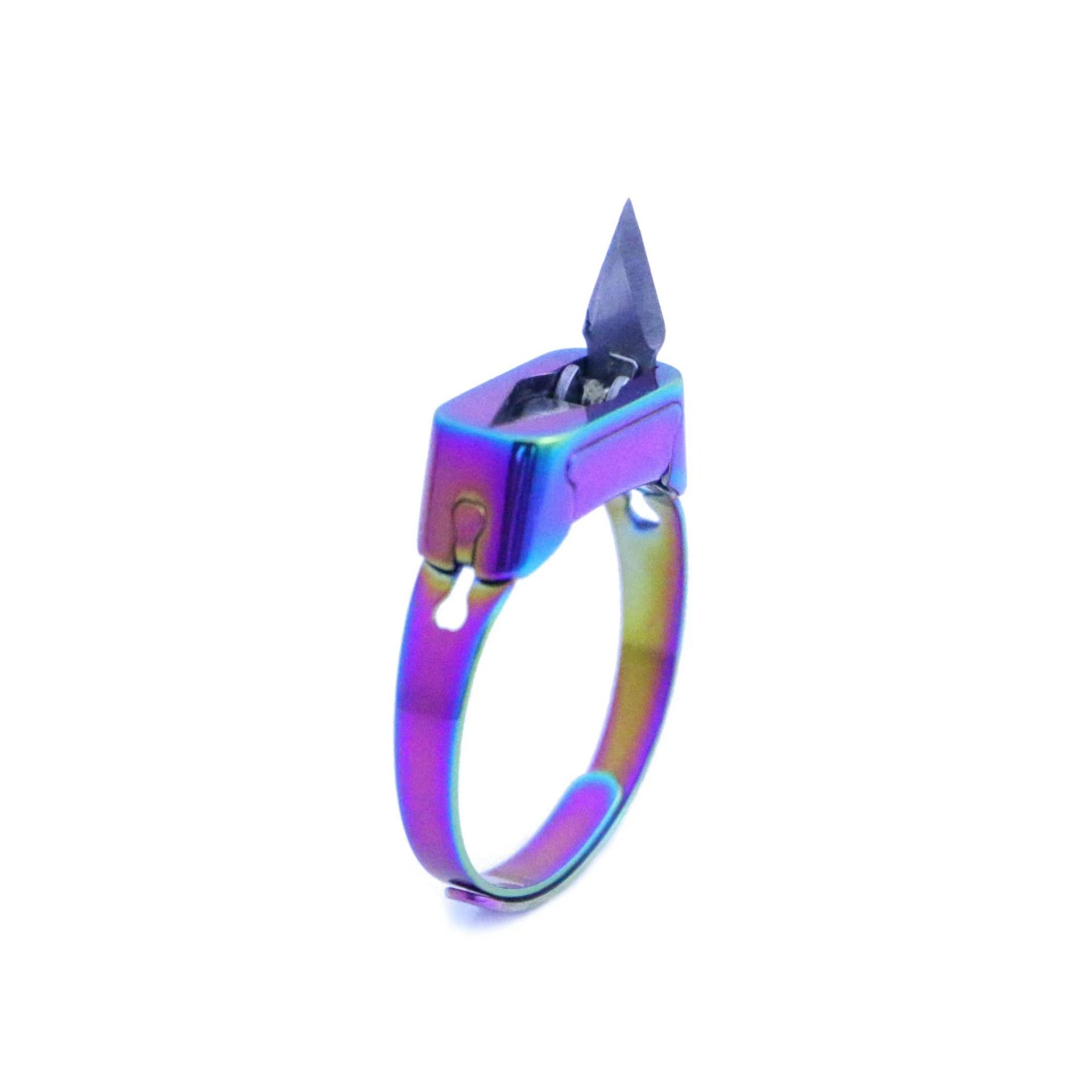 Stainless Steel Hidden Blade Self Defense Adjustable Ring
