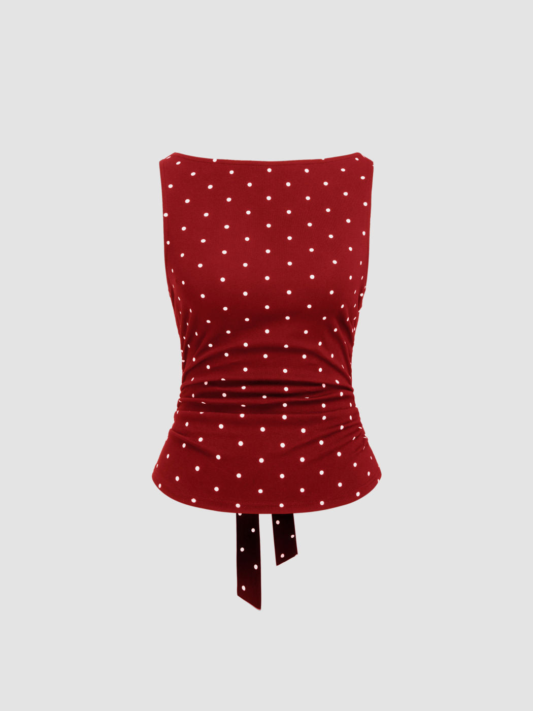 Summer Polka-Dot Backless Sleeveless Top with Tie Straps