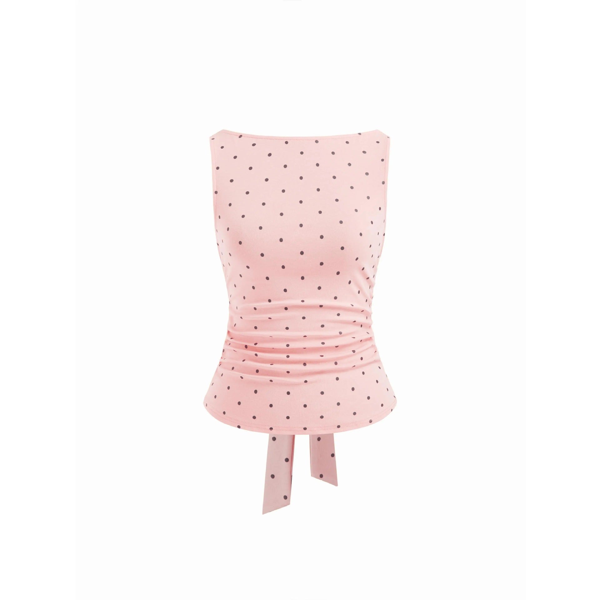 Summer Polka-Dot Backless Sleeveless Top with Tie Straps