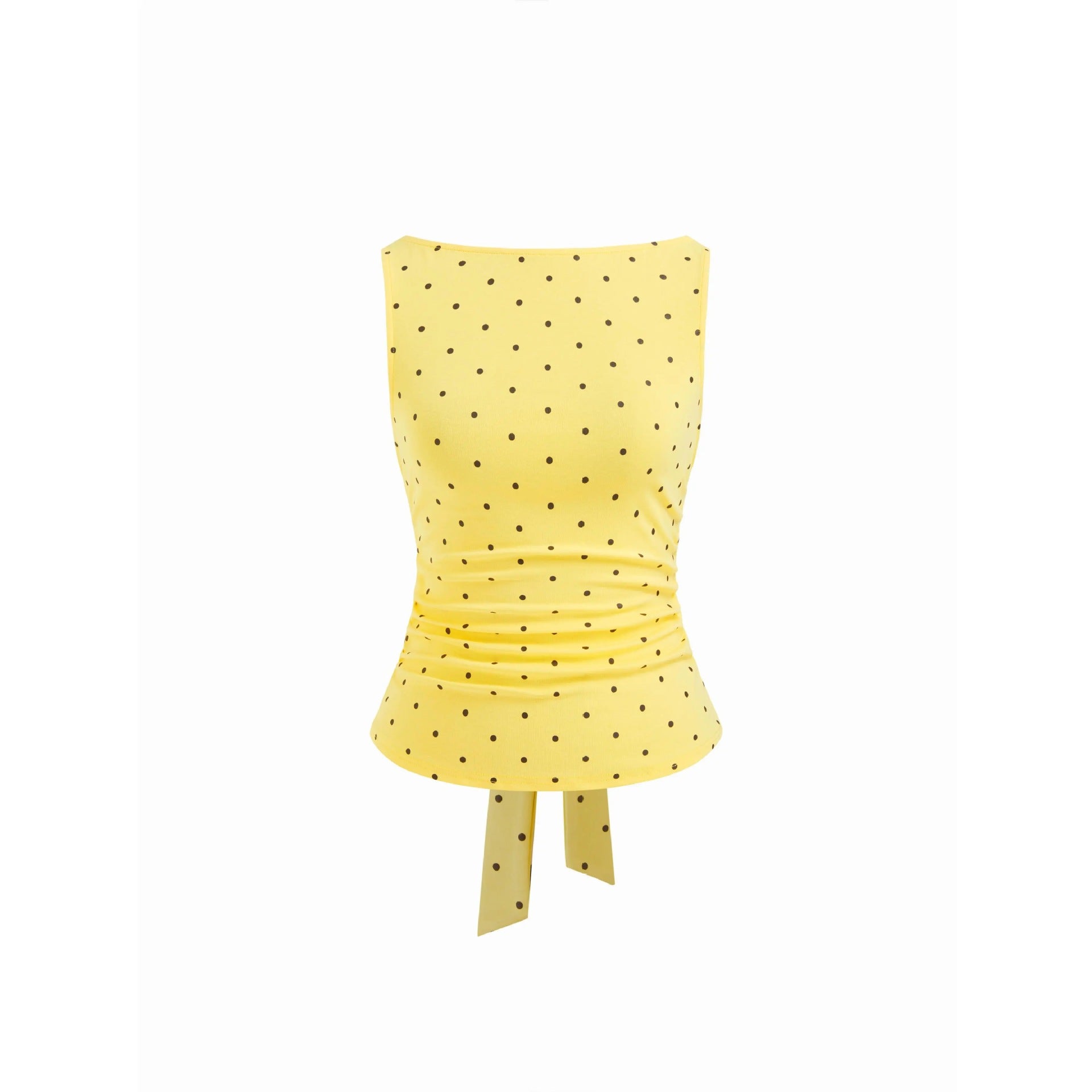 Summer Polka-Dot Backless Sleeveless Top with Tie Straps