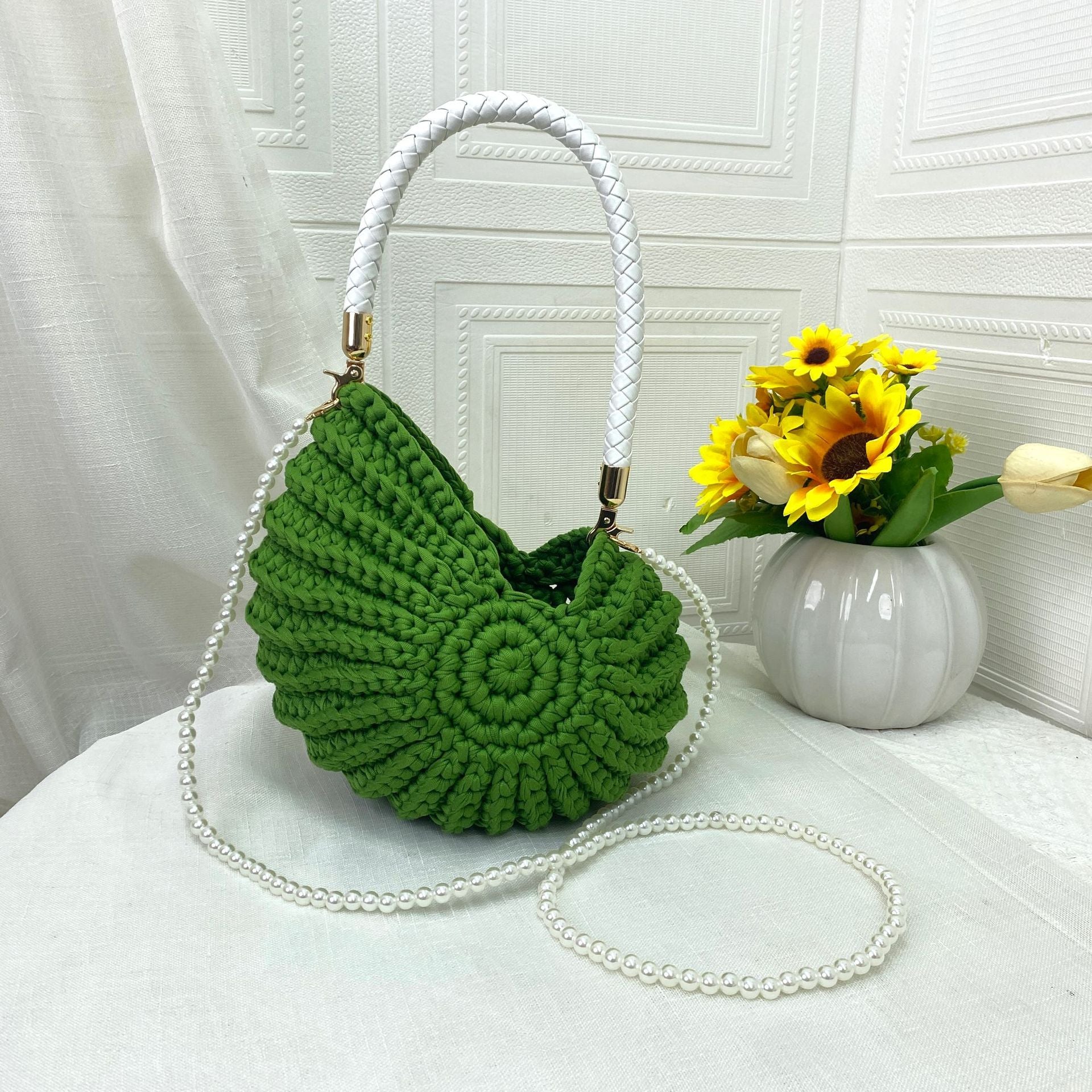 Hand-Crocheted Seashell Crossbody Bag