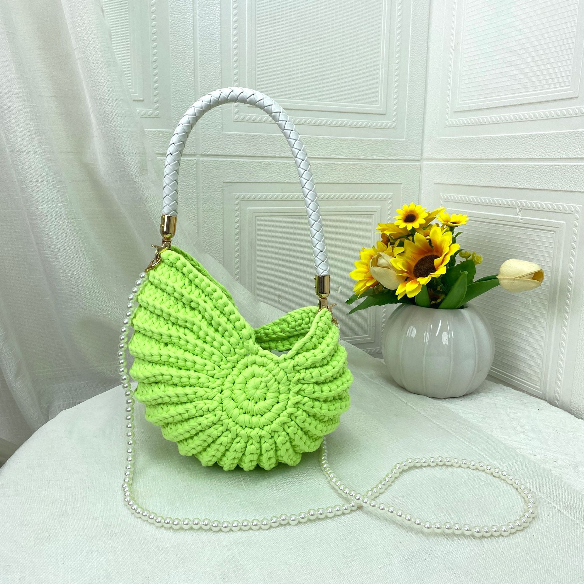 Hand-Crocheted Seashell Crossbody Bag