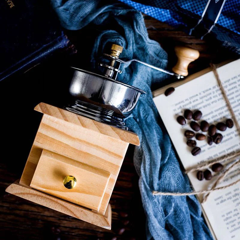 Vintage Solid Wood Manual Coffee Grinder