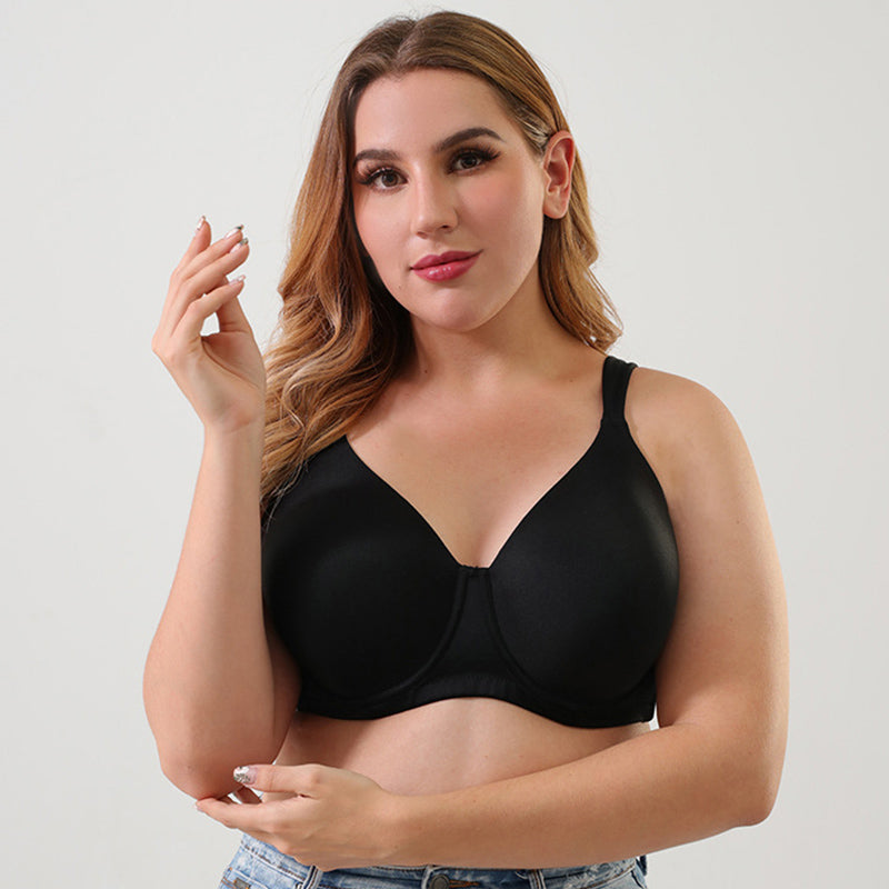Solid Push-Up Wide Straps Bra