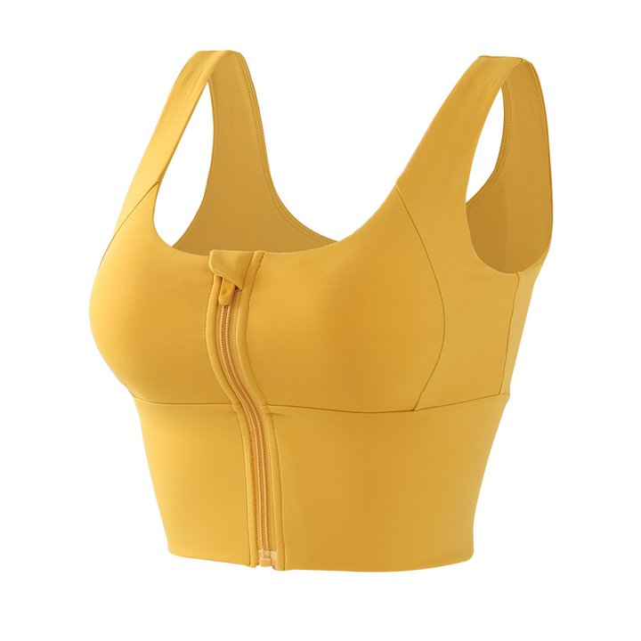 Front zip shock-absorbing sports bra