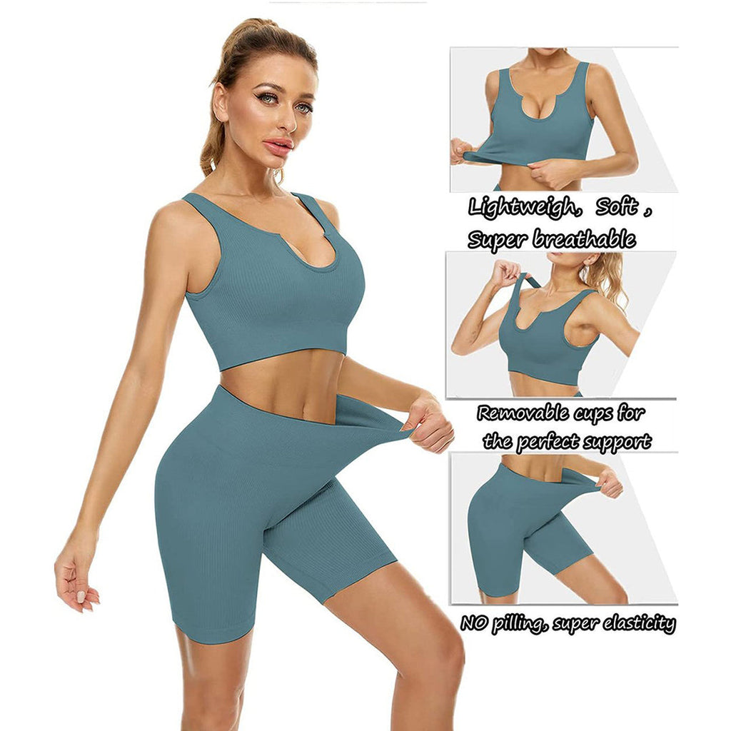 High Waist Running Shorts + Yoga Crop Top Sets(BUY 2 FREE SHIPPING)