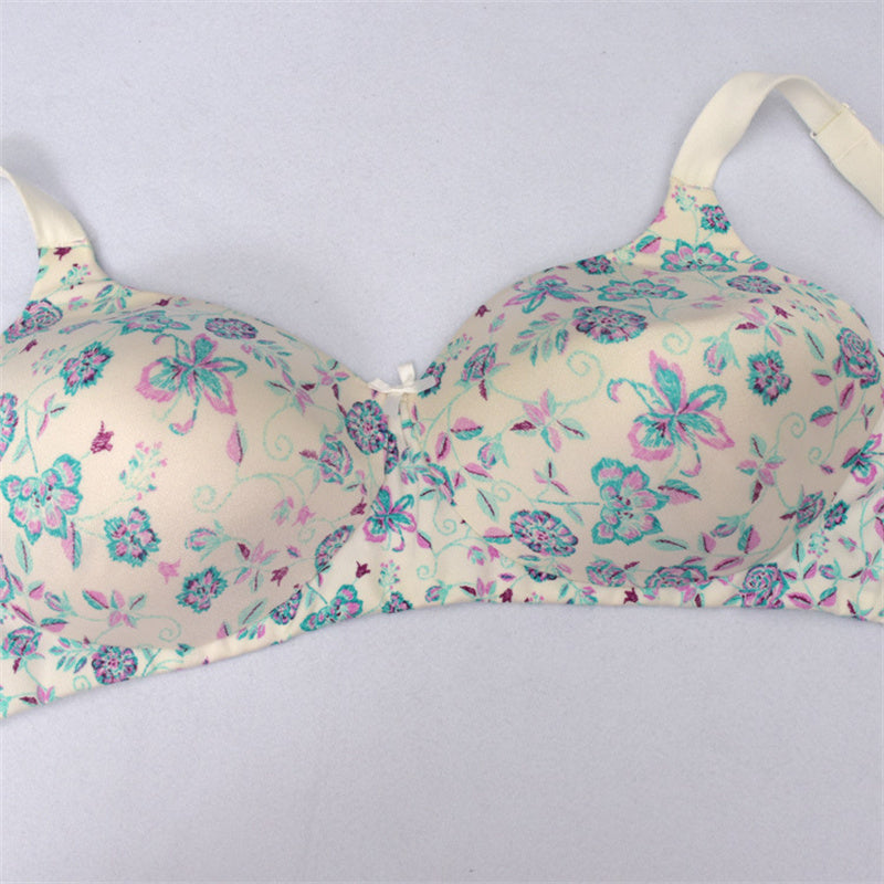 White Print Unwired Seamless Bra