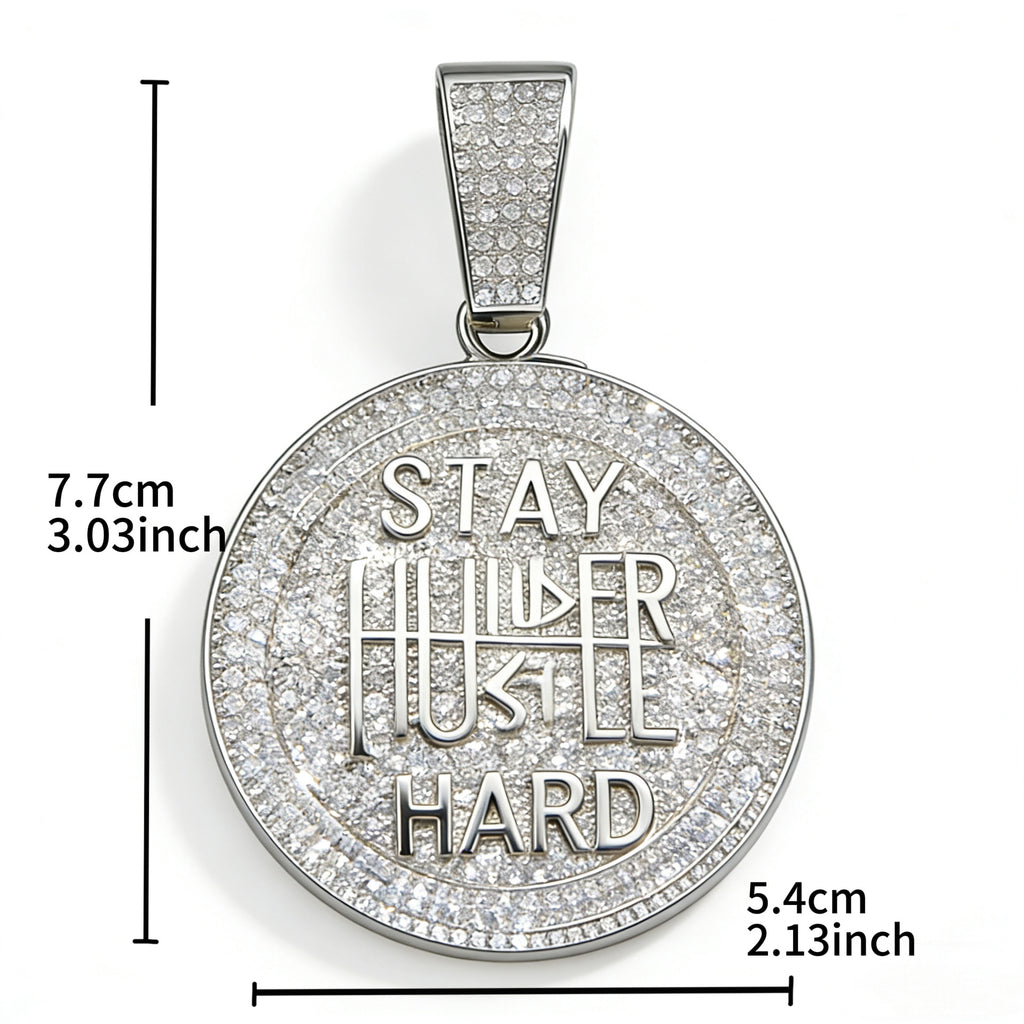 Round Letter Pendant Necklace with Full Diamonds