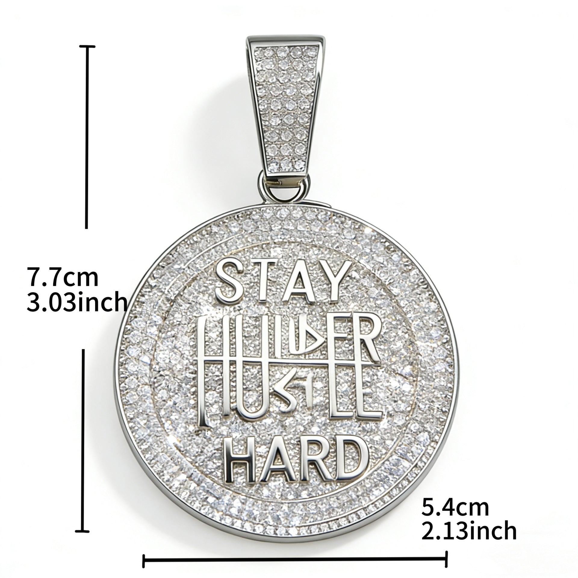 Round Letter Pendant Necklace with Full Diamonds