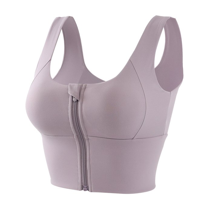 Front zip shock-absorbing sports bra