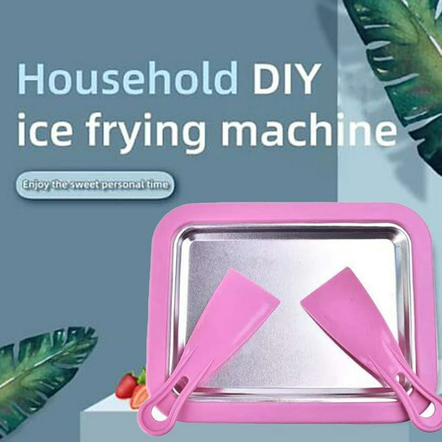 Instant Rolled Ice Cream Maker Pan Machine Yogurt Sorbet with 2 Spatulas