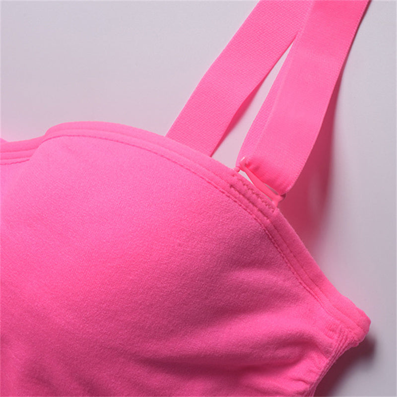 Pink Detachable Strap Seamless Bra