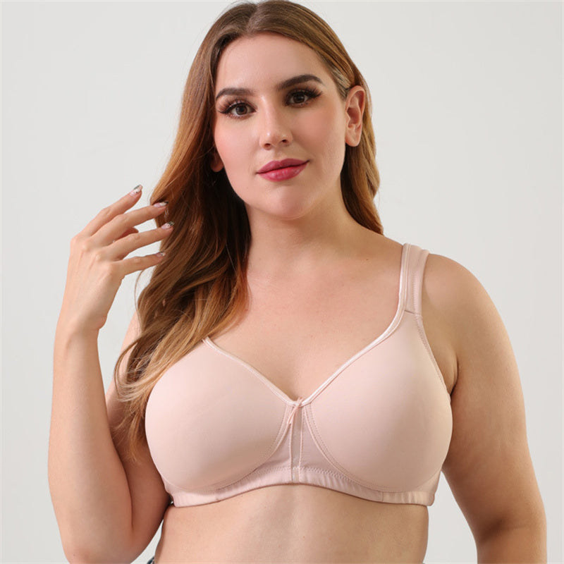 Pink Solid Wide Strap Bra
