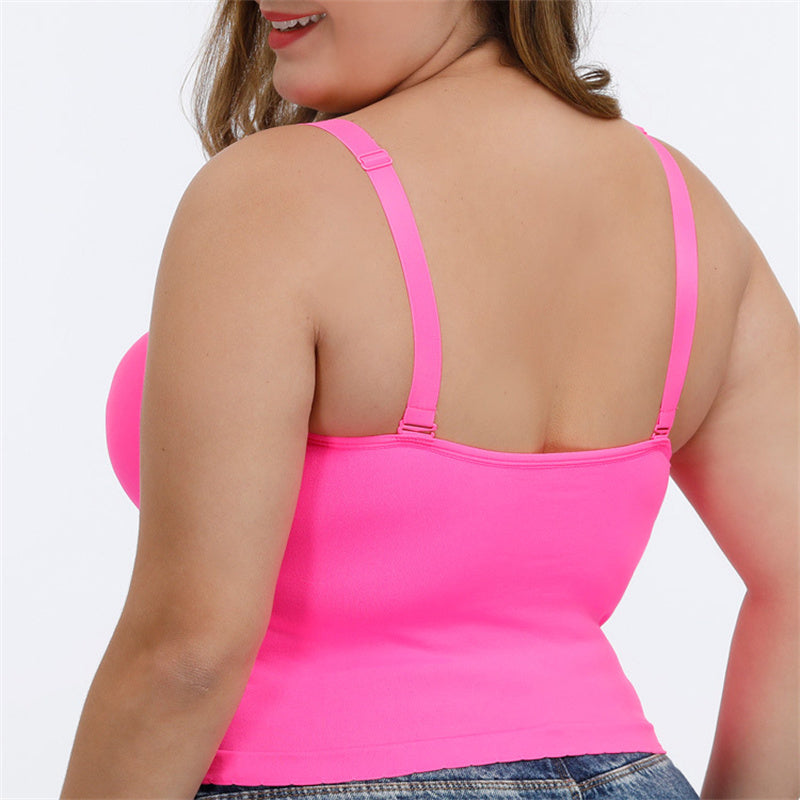 Pink Detachable Strap Seamless Bra