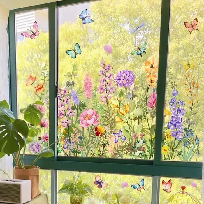 💐Colorful Floral Bouquet Window Sticker🖼️(Cut to size freely)✨