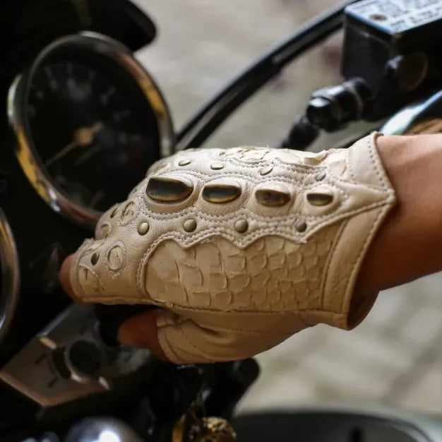DRAGON RIDERS -LEATHER FINGERLESS BIKER GLOVES
