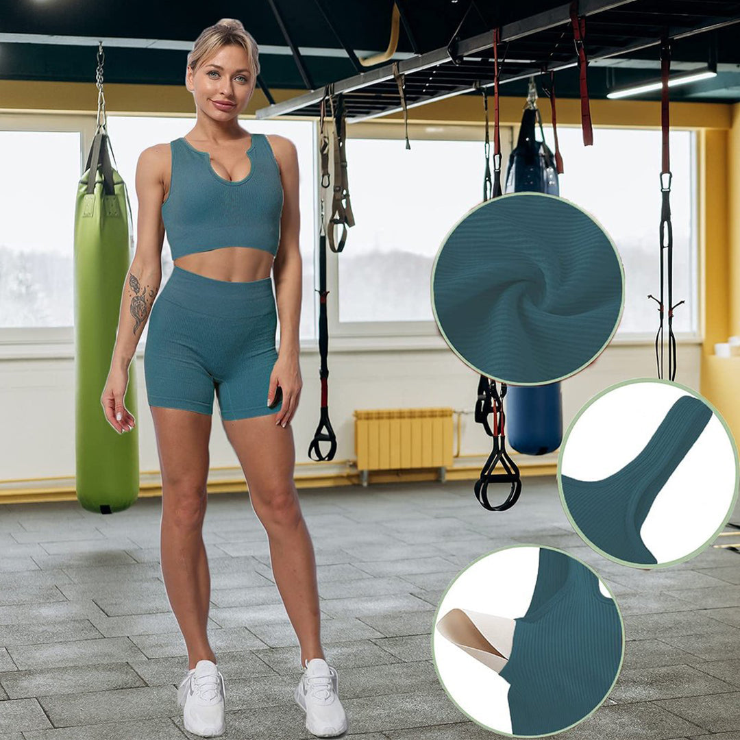 High Waist Running Shorts + Yoga Crop Top Sets(BUY 2 FREE SHIPPING)