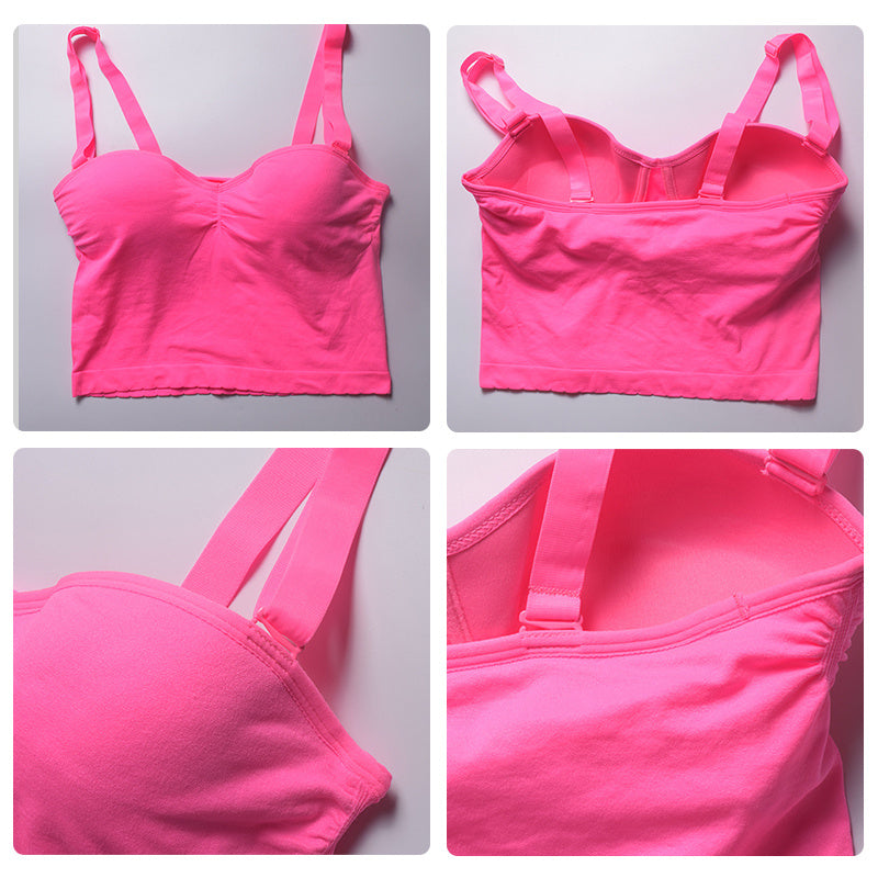 Pink Detachable Strap Seamless Bra