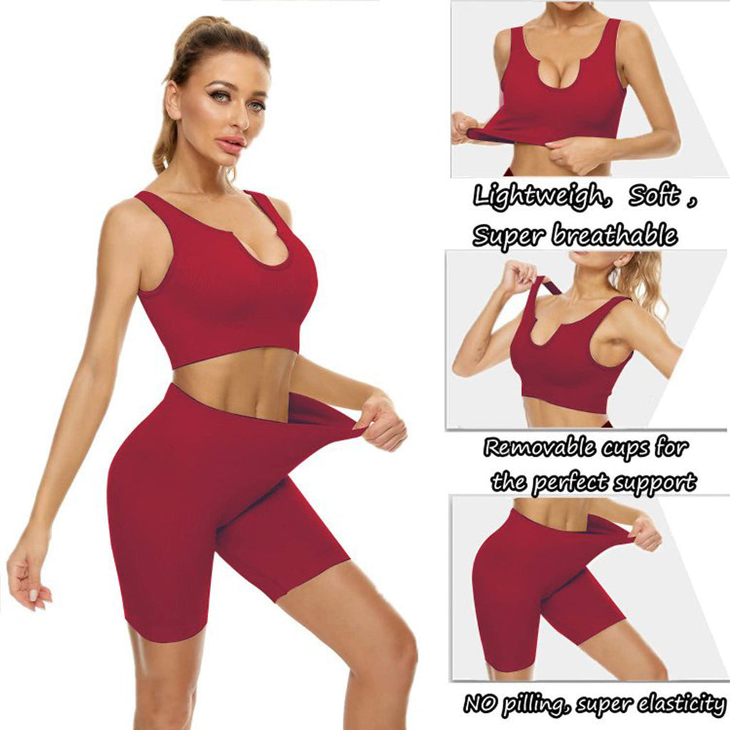 High Waist Running Shorts + Yoga Crop Top Sets(BUY 2 FREE SHIPPING)