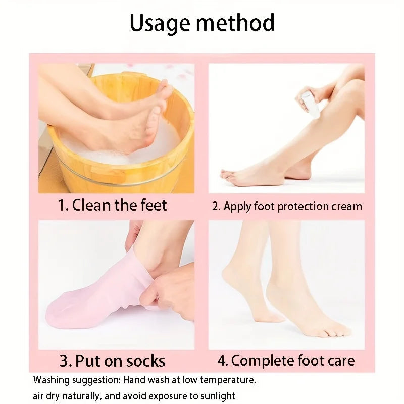 A pair of foot skin care elastic socks