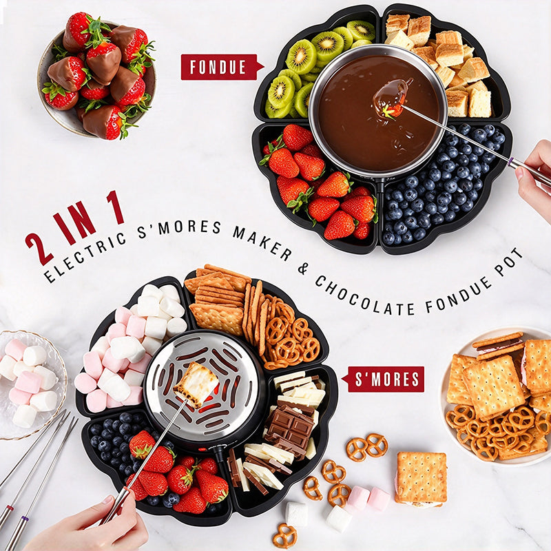 2 in 1 Electric S'mores & Chocolate Fondue Maker