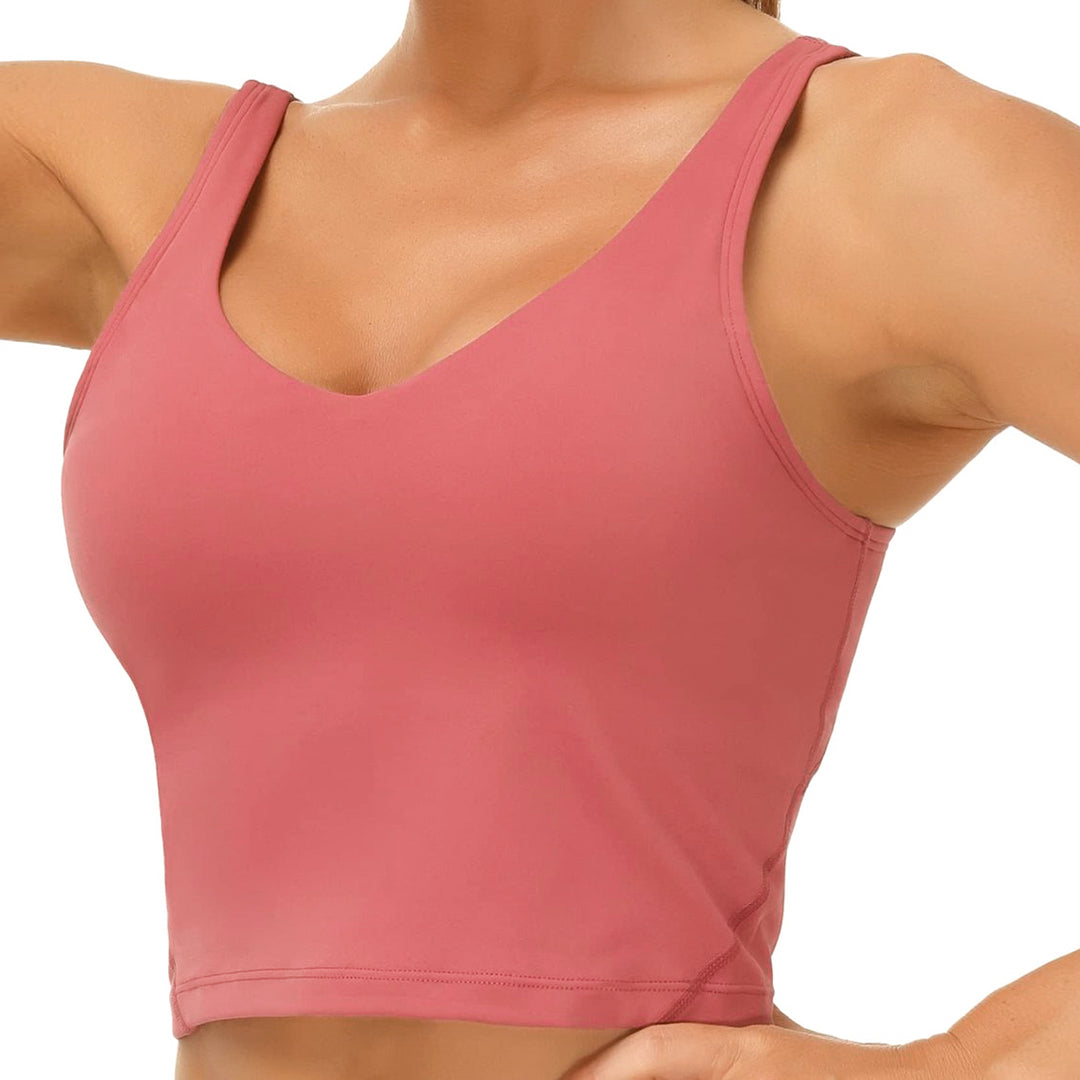 Women's Longline Sports Bra - Wirefree Padded Support Yoga Bras