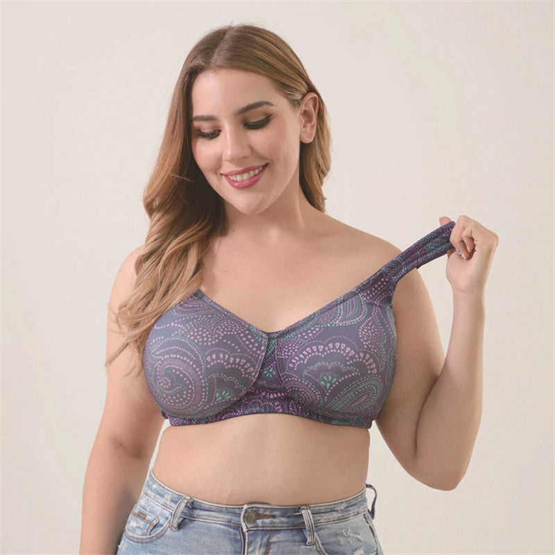 Solid Printed Wide Strap Bra
